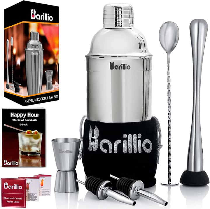 Elite Cocktail Shaker Set Bartender Kit by BARILLIO