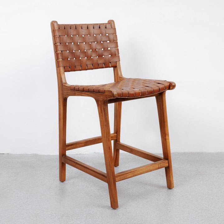 woven leather bar stool